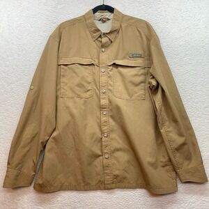 Eddie Bauer Shirt Mens XL Brown Vented Fishing Hiking Outdoor Sport Shop Pockets